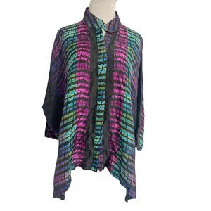 Dressori Size Large  Top Blouse Crinkle Boho Lagenlook Colorful